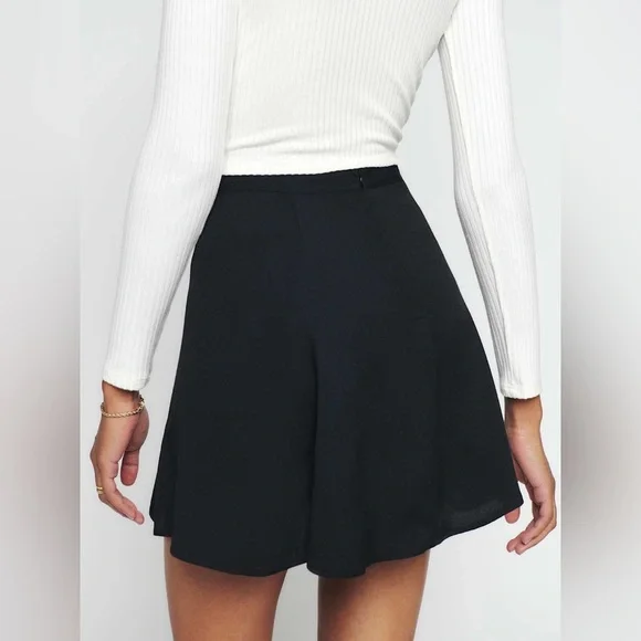 Reformation Black Mini Flounce Skirt - Picture 3 of 6